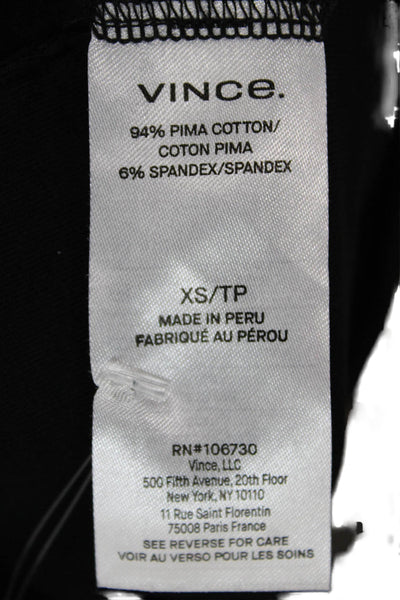 Vince Women Black Square Neck Tank Top 94% Pima Cotton Size XS