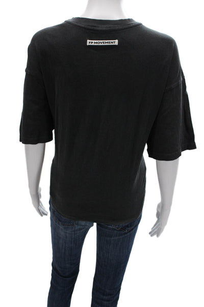 FP Movement Womens Basic Cotton Crew Neck Short Sleeve T-Shirt Black Size XS