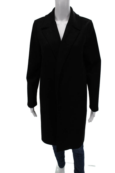 Zara Women Black Overcoat Long Sleeve Polyester Elastane Size S