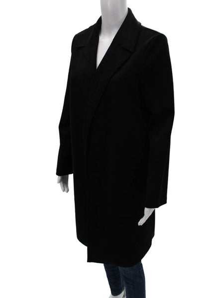 Zara Women Black Overcoat Long Sleeve Polyester Elastane Size S