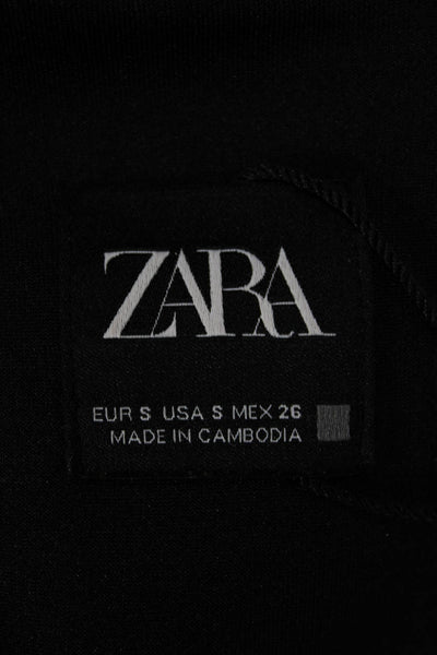 Zara Women Black Overcoat Long Sleeve Polyester Elastane Size S