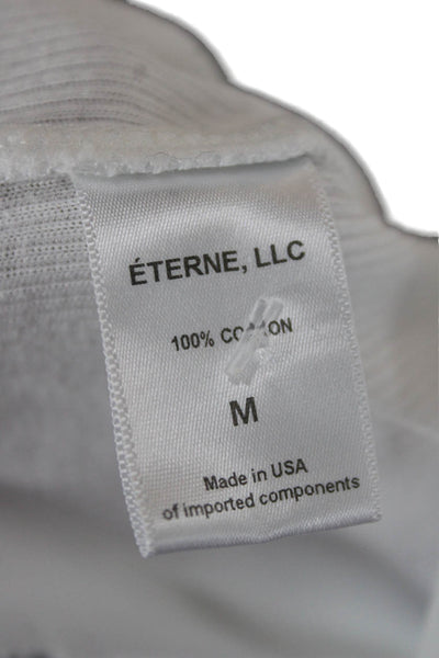 Eterne Women Basic Tank White Cotton Scoop Neck Sleeveless Size M