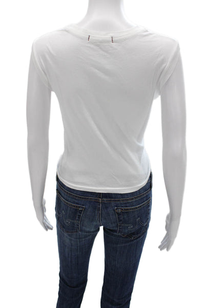 Amo Womens Basic White Cotton Crew Neck Sleeveless T-Shirt Size M