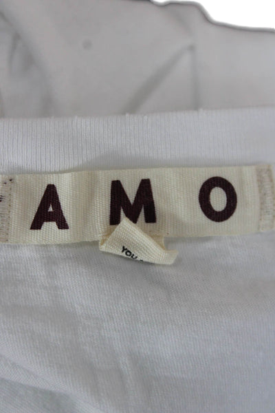 Amo Womens Basic White Cotton Crew Neck Sleeveless T-Shirt Size M