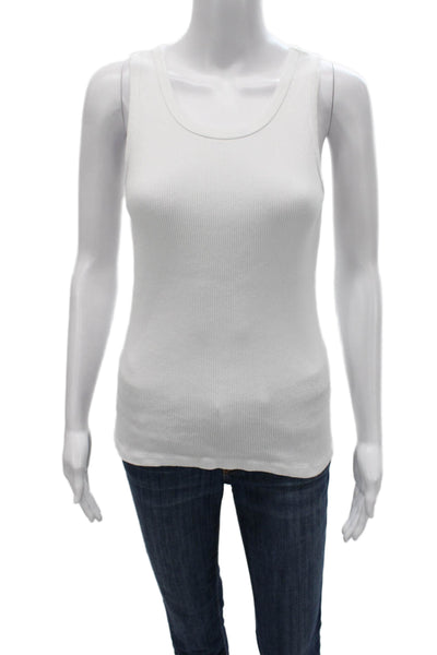Nili Lotan Womens Basic Sleeveless Scoop Neck Cotton Tank White Size S