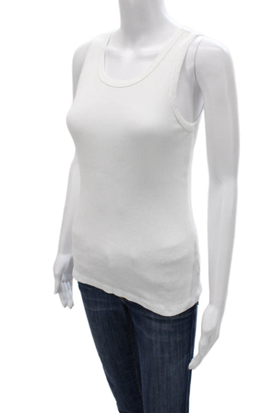 Nili Lotan Womens Basic Sleeveless Scoop Neck Cotton Tank White Size S