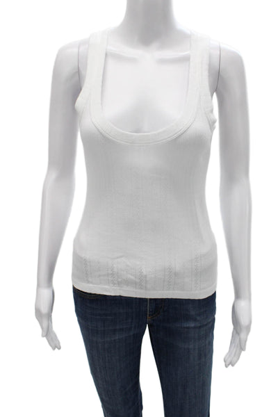 sundays by wearesundays Women Scoop Neck Cotton Tank Sleeveless White Size S