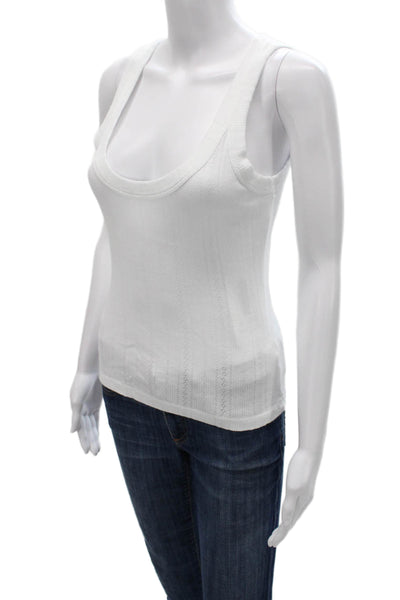 sundays by wearesundays Women Scoop Neck Cotton Tank Sleeveless White Size S