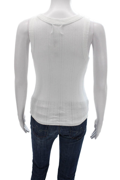 sundays by wearesundays Women Scoop Neck Cotton Tank Sleeveless White Size S