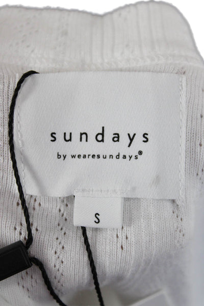 sundays by wearesundays Women Scoop Neck Cotton Tank Sleeveless White Size S