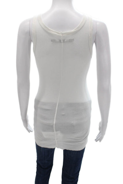 Enza Costa Womens White Basic Tank Scoop Neck Rayon Sleeveless Size M
