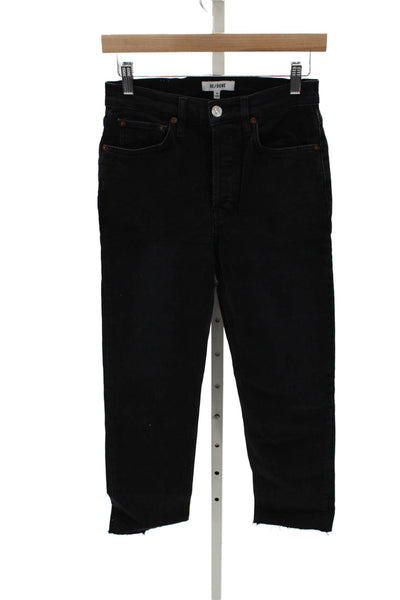 Re/Done Women Black High Rise Straight Jeans Cotton Blend Button Size 26