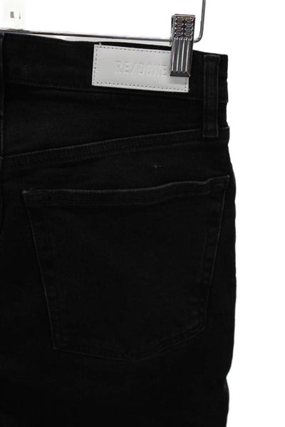 Re/Done Women Black High Rise Straight Jeans Cotton Blend Button Size 26