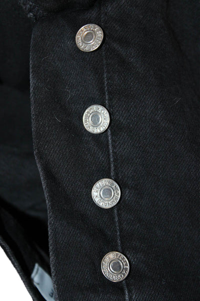 Re/Done Women Black High Rise Straight Jeans Cotton Blend Button Size 26