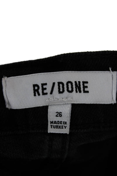 Re/Done Women Black High Rise Straight Jeans Cotton Blend Button Size 26