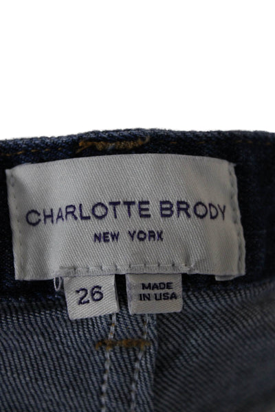 Charlotte Brody Womens Flared Blue High Rise Jeans Cotton Blend Size 26