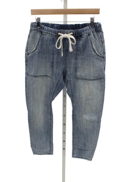 One Teaspoon Women Tapered High Rise Jeans Blue Drawstring 100% Cotton Size XS