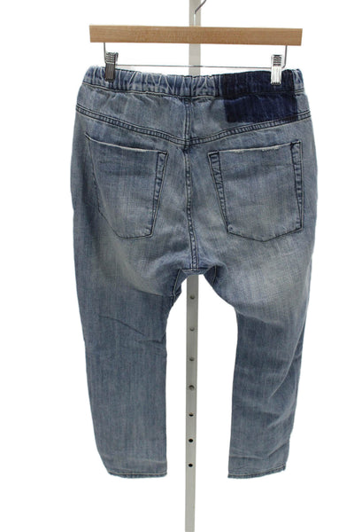 One Teaspoon Women Tapered High Rise Jeans Blue Drawstring 100% Cotton Size XS