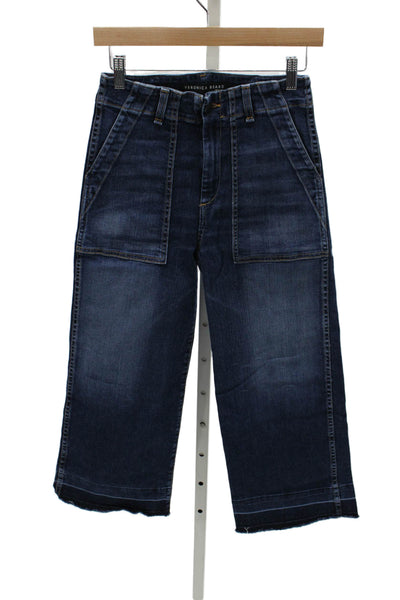 Veronica Beard Women Cropped High Rise Blue Cotton Blend Jeans Size 25