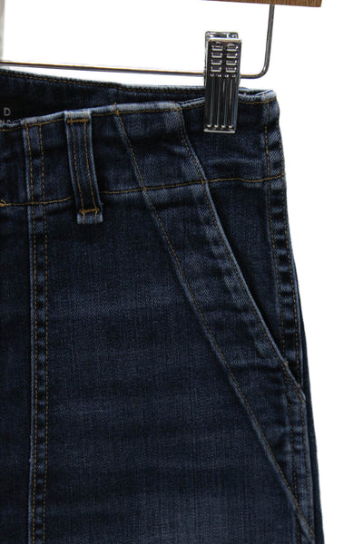 Veronica Beard Women Cropped High Rise Blue Cotton Blend Jeans Size 25