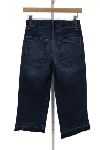 Veronica Beard Women Cropped High Rise Blue Cotton Blend Jeans Size 25