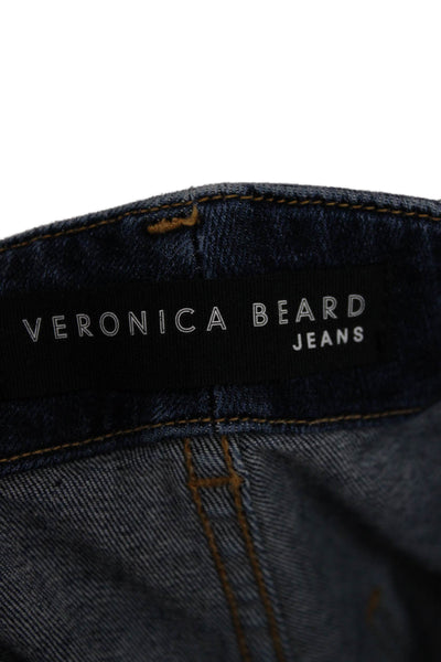 Veronica Beard Women Cropped High Rise Blue Cotton Blend Jeans Size 25