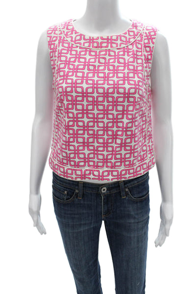 Trina Turk Women Basic Sleeveless Pink Blouse Round Neck Zip Size 2