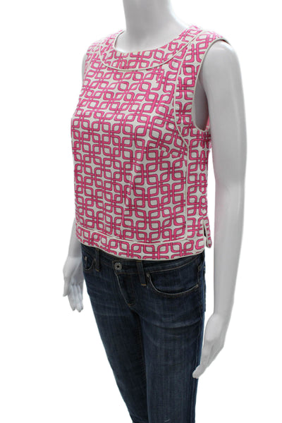 Trina Turk Women Basic Sleeveless Pink Blouse Round Neck Zip Size 2