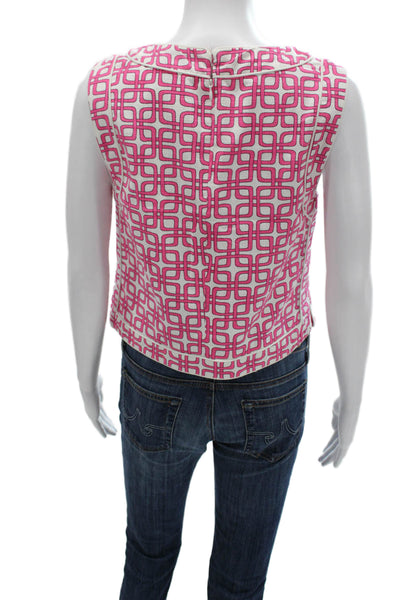 Trina Turk Women Basic Sleeveless Pink Blouse Round Neck Zip Size 2
