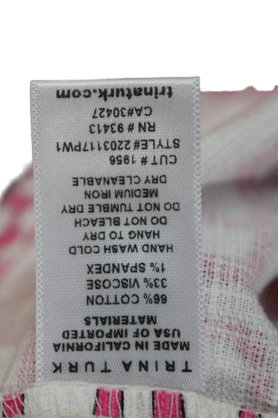 Trina Turk Women Basic Sleeveless Pink Blouse Round Neck Zip Size 2