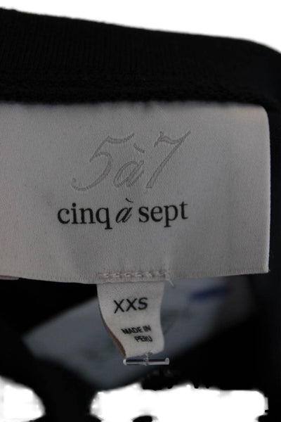 Cinq A Sept Women Cropped T-Shirt Blue Crew Neck Short Sleeve Size 2XS
