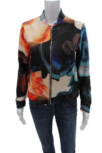 The Kit Womens Bomber Jacket Multicolor Zip Long Sleeve Size XS