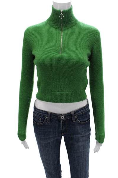 ACNE Studios Women Pullover Sweater Mock Neck Green Long Sleeve Size S