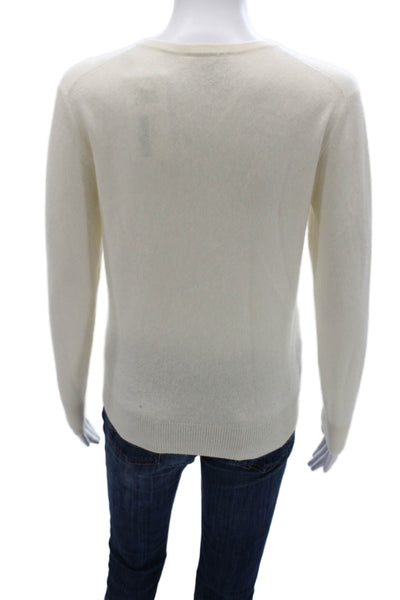 Foray Golf Womens Cashmere V-Neck Pullover Sweater Ivory Long Sleeve Size S