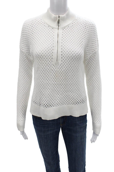 J. Society Women Pullover Sweater White Mock Neck Cotton Long Sleeve Size XS