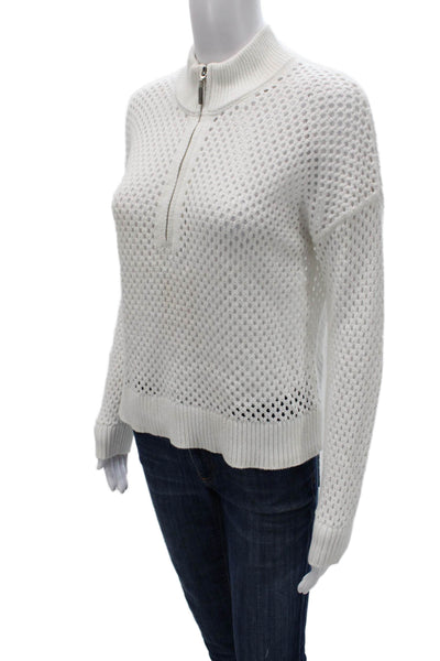 J. Society Women Pullover Sweater White Mock Neck Cotton Long Sleeve Size XS