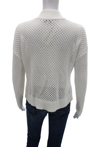 J. Society Women Pullover Sweater White Mock Neck Cotton Long Sleeve Size XS