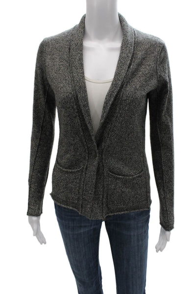 Autumn Cashmere Women Cardigan 100% Cashmere Gray Collared Button Size S