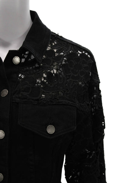 The Noli Shop Womens Basic Jacket Black Floral Longsleeve Size XS