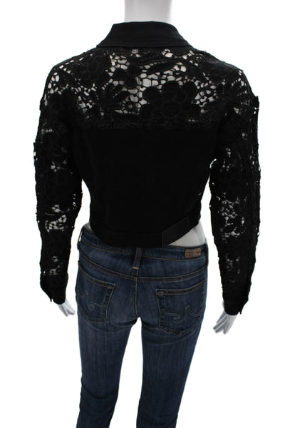 The Noli Shop Womens Basic Jacket Black Floral Longsleeve Size XS
