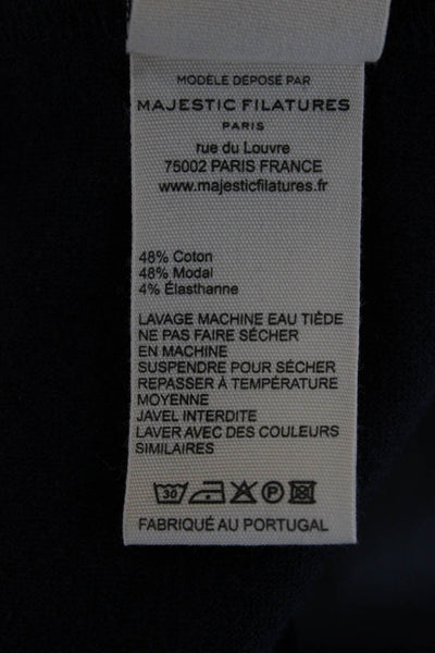 Majestic Filatures Womens Basic Jacket Blue Button Long Sleeve Cotton Size 1