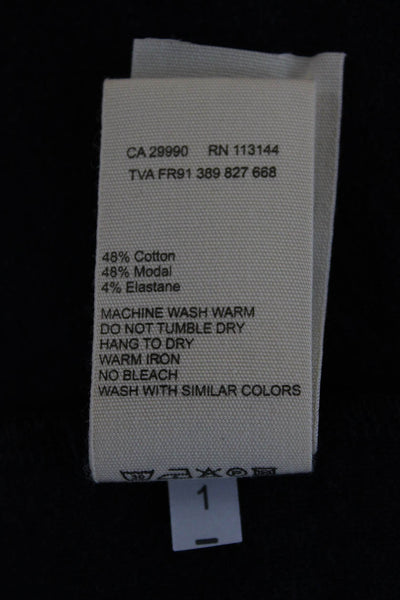 Majestic Filatures Womens Basic Jacket Blue Button Long Sleeve Cotton Size 1