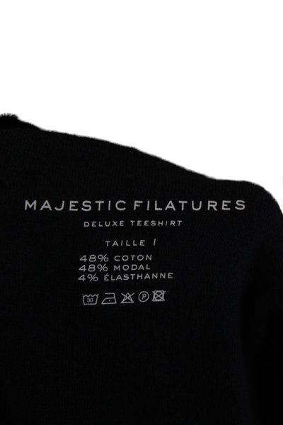 Majestic Filatures Womens Basic Jacket Blue Button Long Sleeve Cotton Size 1