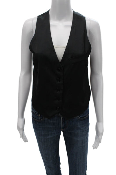 Zadig & Voltaire Unisex Vest Black V Neck Button Polyester Size XS