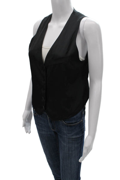 Zadig & Voltaire Unisex Vest Black V Neck Button Polyester Size XS
