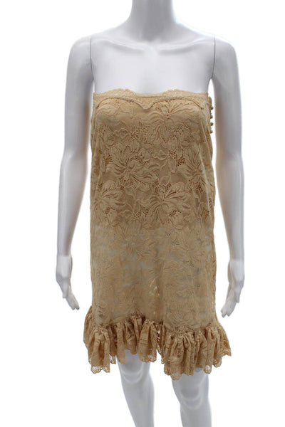 Rabanne Womens Mini Dress Beige Sweetheart Sleeveless Button Polyamide Size 34