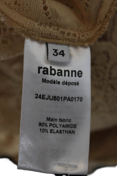 Rabanne Womens Mini Dress Beige Sweetheart Sleeveless Button Polyamide Size 34