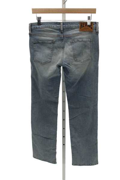 Revice Womens Straight Jeans Blue Mid Rise Button Size 30