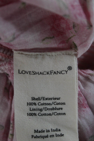 Love Shack Fancy Women Pink Floral Sleeveless Square Neck Playsuit Size PP