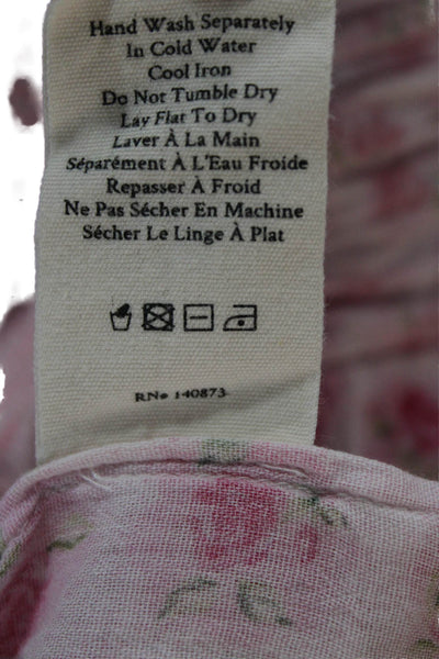 Love Shack Fancy Women Pink Floral Sleeveless Square Neck Playsuit Size PP